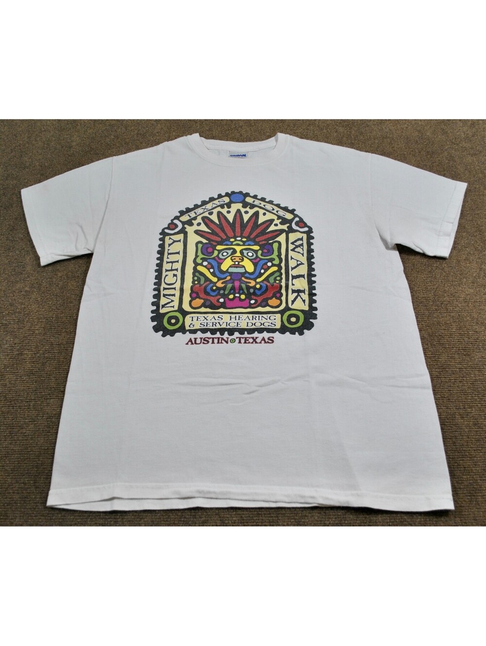 Might Texas Dog Walk Austin Texas Animal Pet White Shirt Size Medium